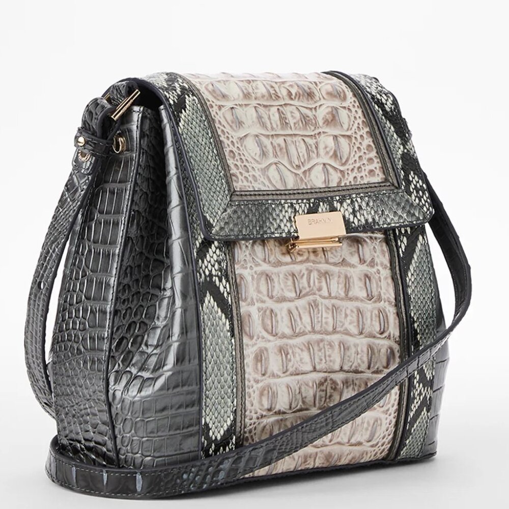 ✅ Brahmin MARGO CHARCOAL NOTTINGHAM Leather Satchel ✨NWT, COA, DUST BAG